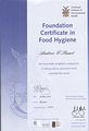 All food handlers have food hygiene certificates